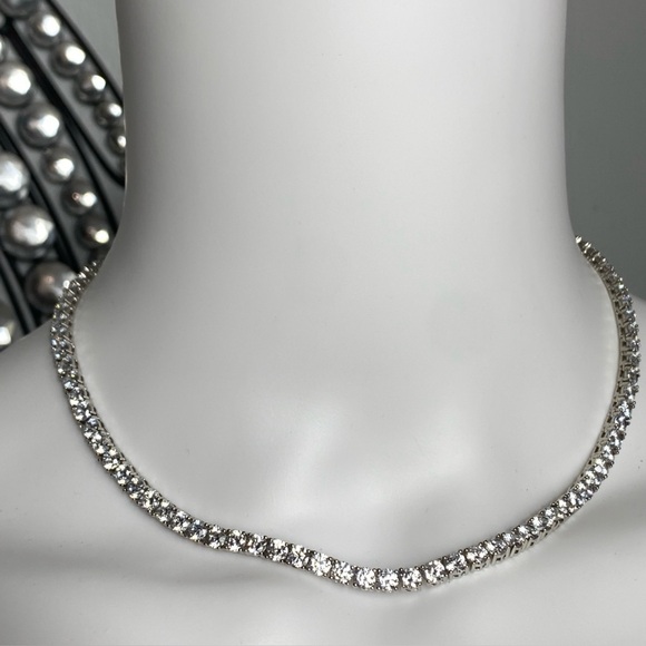 china 925 Jewelry - Choker Necklace 925 Sterling Silver China 16” 28.45 Grams Cubic Zircons